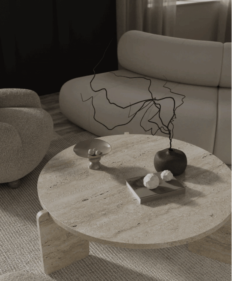 3 Leg Travertine Coffee Table - Image 2
